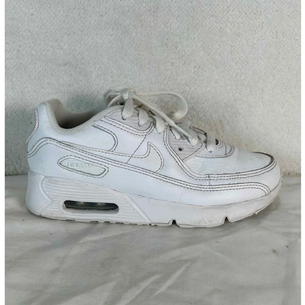 Nike Air Max 90 LTR PS White Metallic Silver Sneakers CD6867-100 Size 2.5Y
